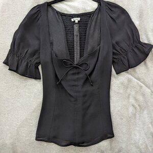 Reformation Delevan Top in Black (Size 6)